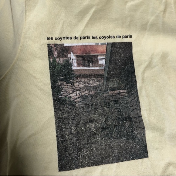 Les Coyotes De Paris Long Sleeve Pale Yellow Graphic T-Shirt Pastel size Small - Picture 3 of 10